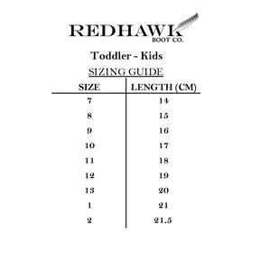 Redhawk Toddler-Kids Boot Sizing Chart